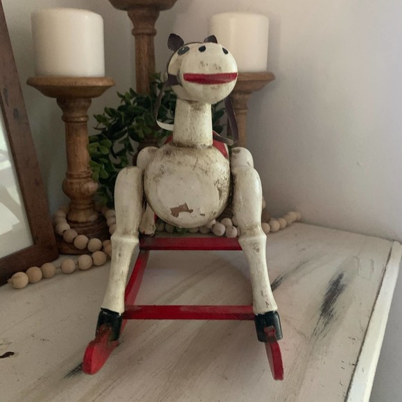 Vintage ‘79 ENESCO Christmas Wooden rocking horse music box - Picture 3 of 8